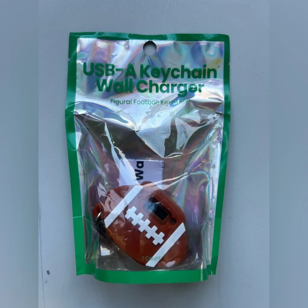 Football-Shaped USB Keychain Wall Charger - Brown